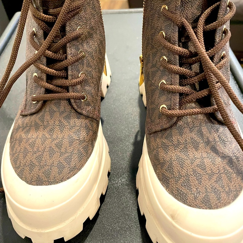 Michael Kors logo lace up combat boot
